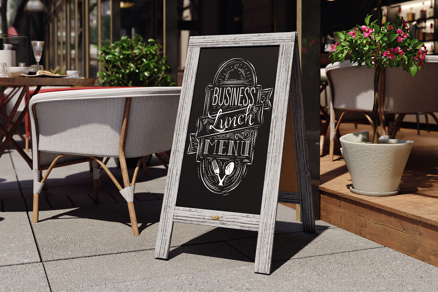BLNK - Canterbury Wooden Indoor-Outdoor A-Frame Magnetic Chalkboard Sign Set with 8 Chalk Markers