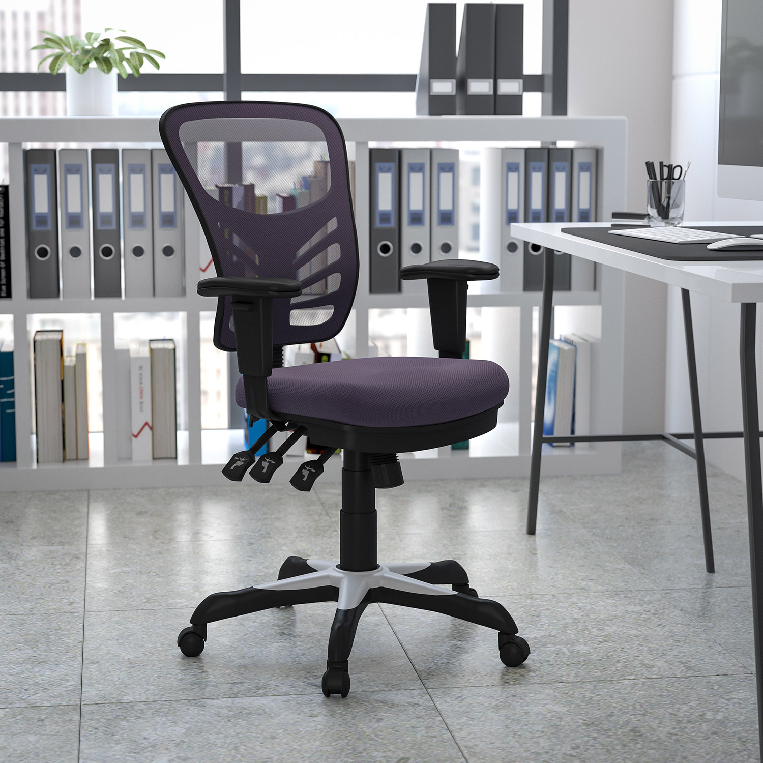 BLNK - Nicholas Mid-Back Mesh Multifunction Executive Swivel Ergonomic Office Chair with Adjustable Arms