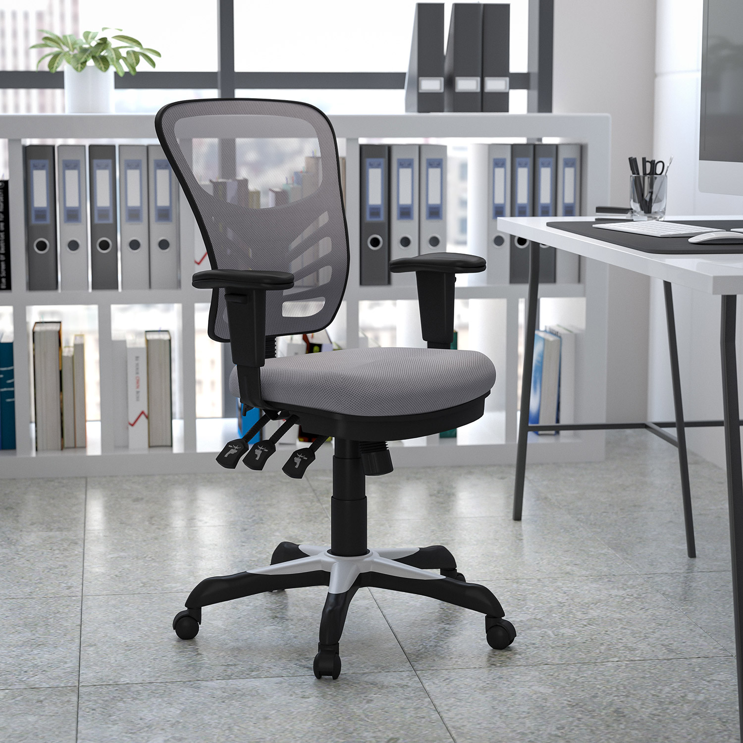 BLNK - Nicholas Mid-Back Mesh Multifunction Executive Swivel Ergonomic Office Chair with Adjustable Arms
