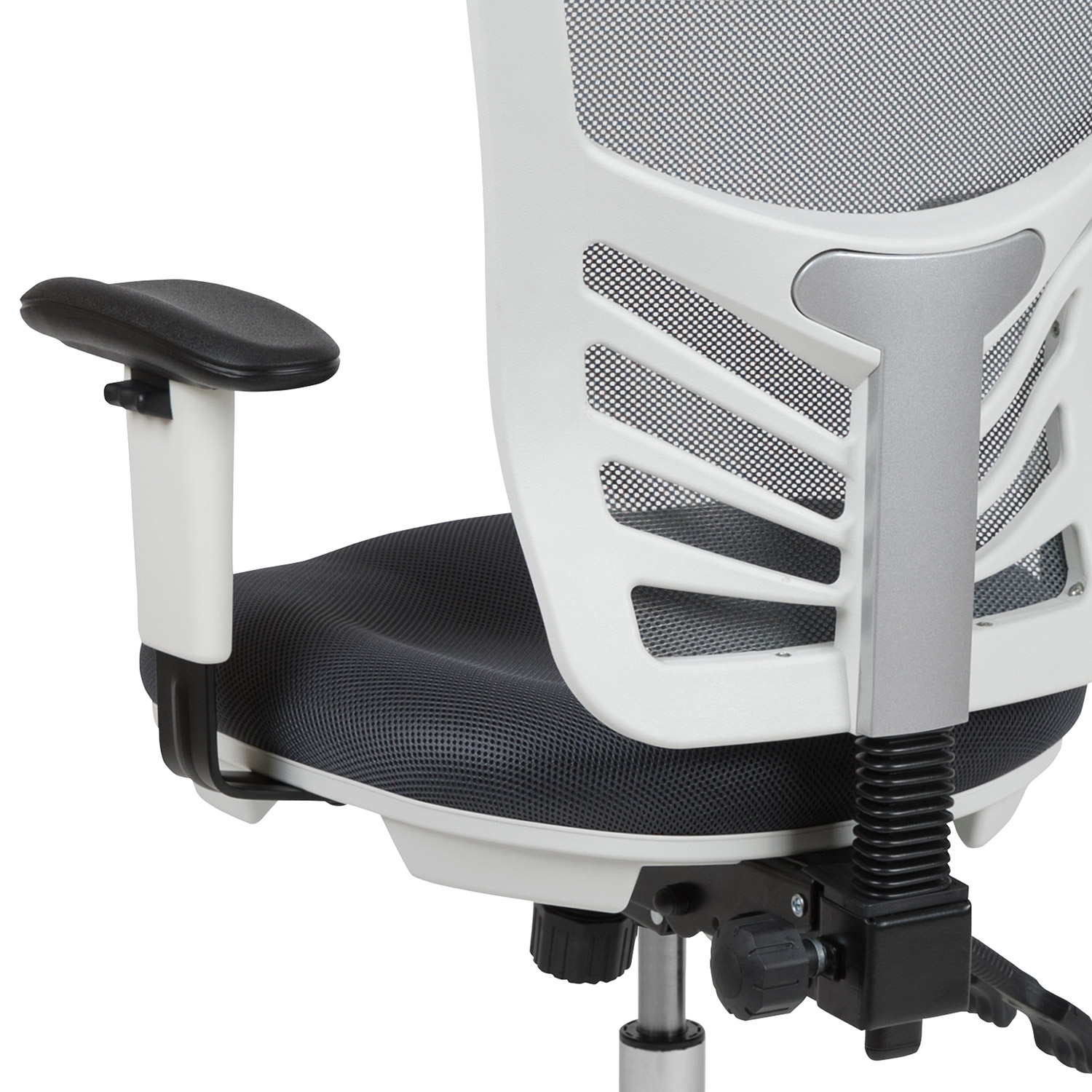 BLNK Nicholas Mid-Back Mesh Multifunction Executive Swivel Ergonomic Office Chair with Adjustable Arms and White Frame - Dark Gray