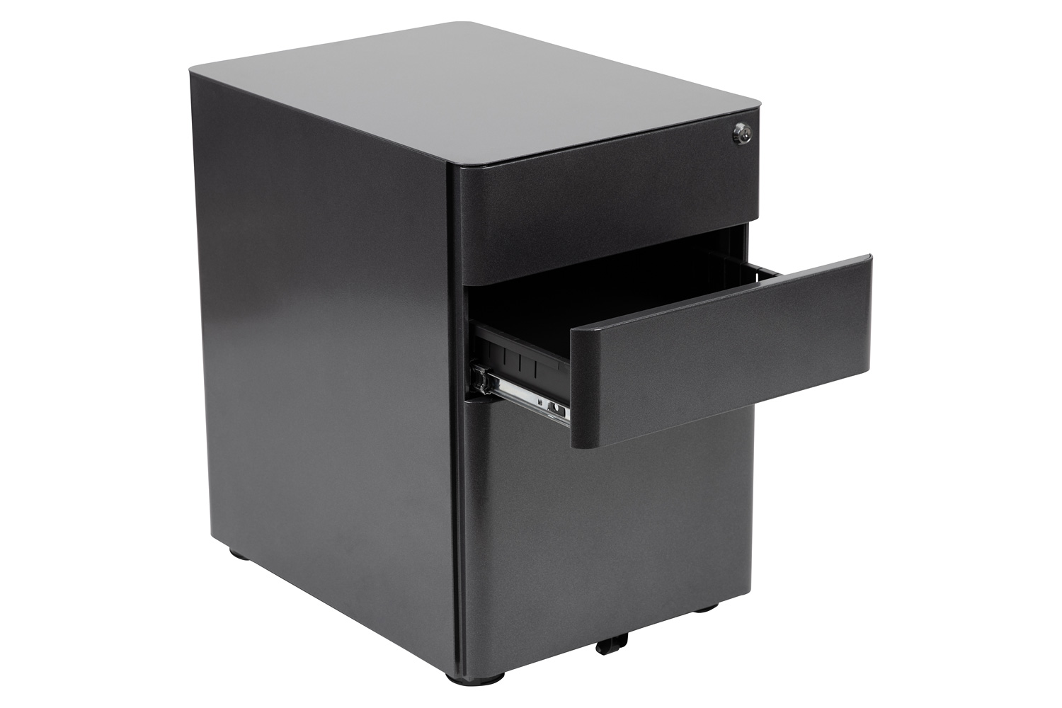 BLNK Warner 3-Drawer Mobile Locking Filing Cabinet with Anti-Tilt Mechanism and Letter-Legal Drawer - Black