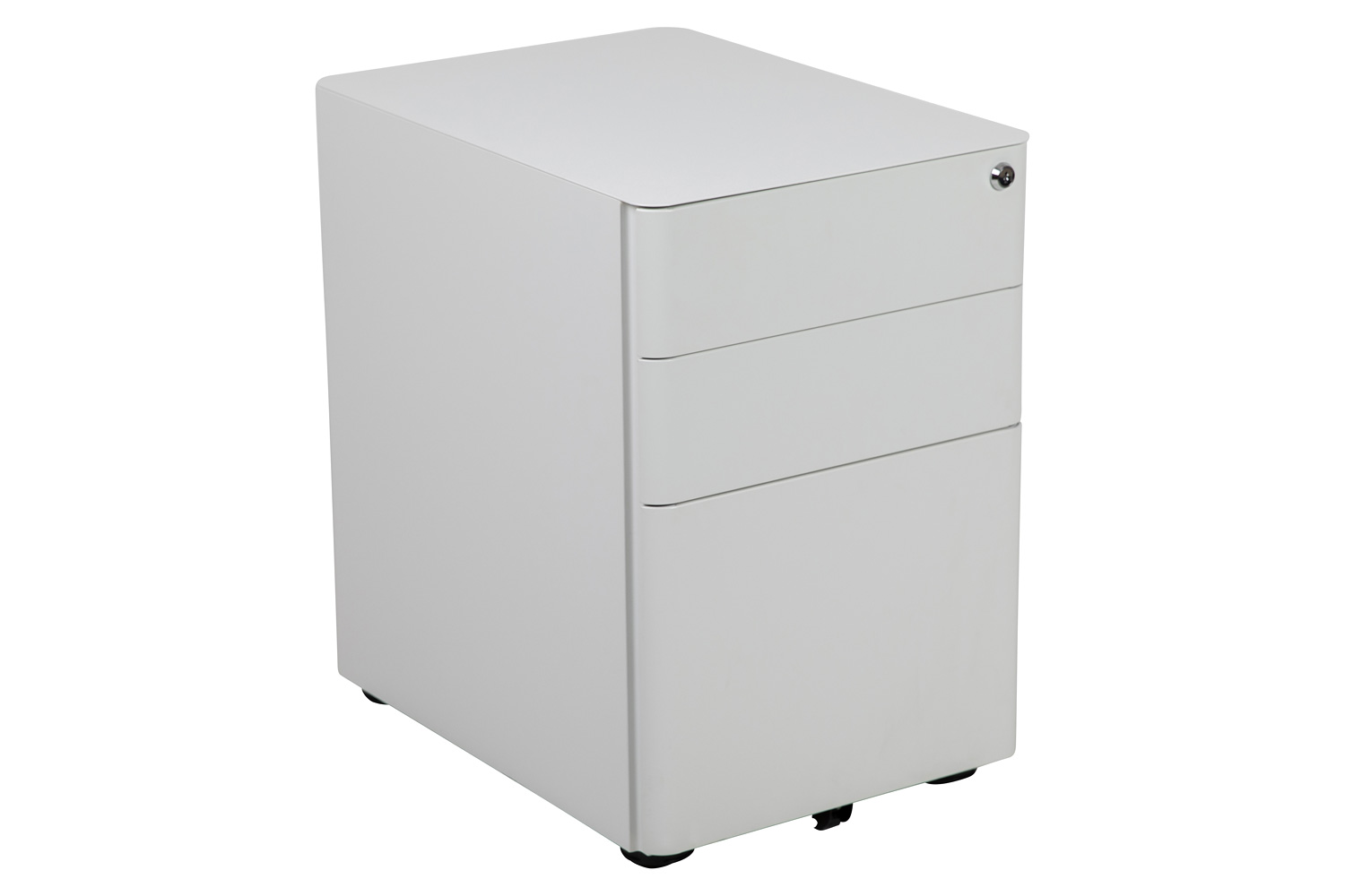 BLNK Warner 3-Drawer Mobile Locking Filing Cabinet with Anti-Tilt Mechanism and Letter-Legal Drawer - White