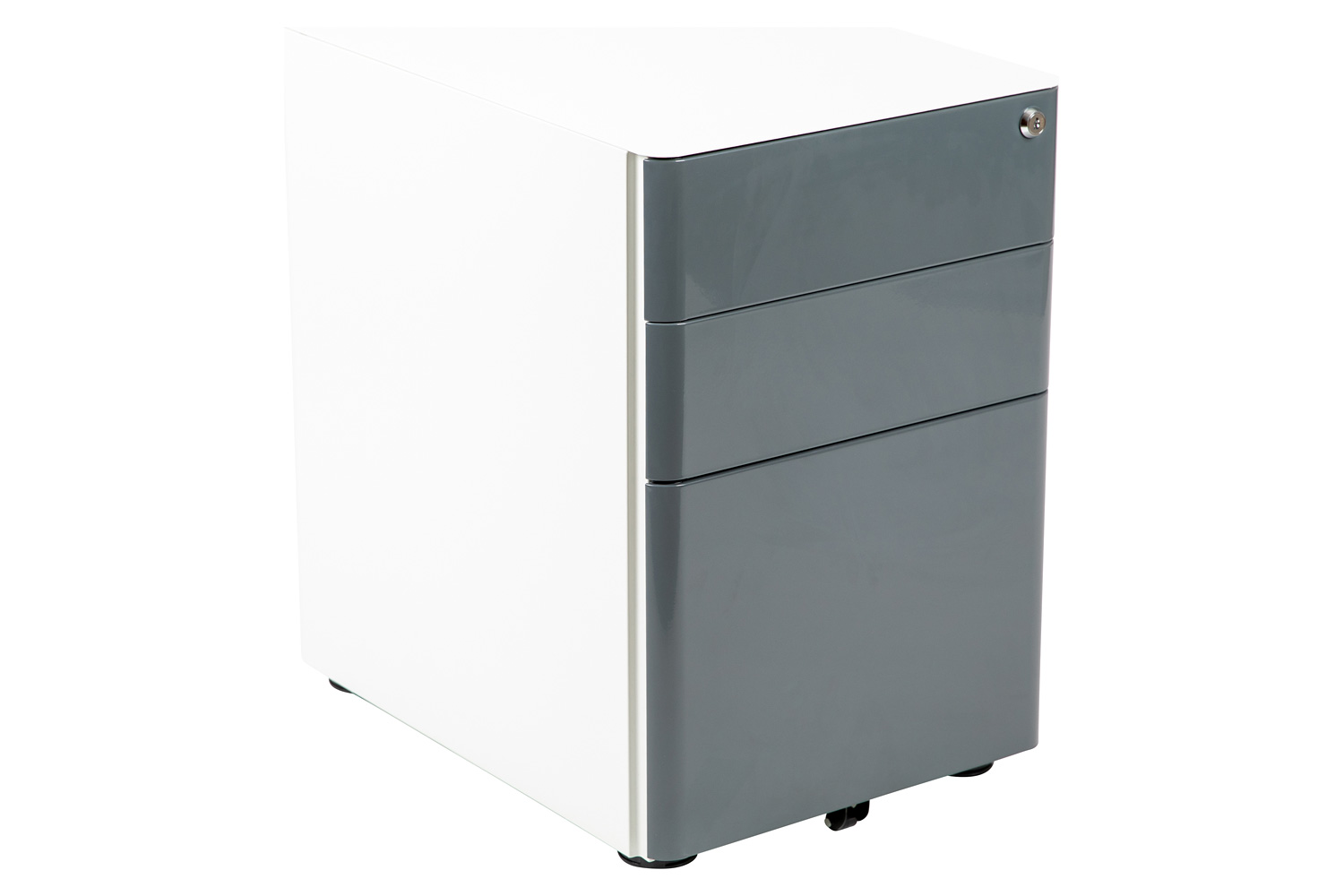 BLNK Warner 3-Drawer Mobile Locking Filing Cabinet with Anti-Tilt Mechanism and Letter-Legal Drawer - White/Charcoal