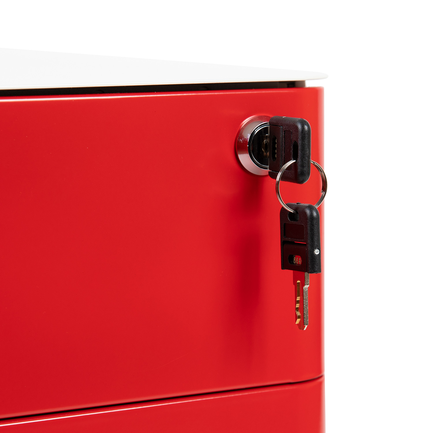 BLNK Warner 3-Drawer Mobile Locking Filing Cabinet with Anti-Tilt Mechanism and Letter-Legal Drawer - White/Red