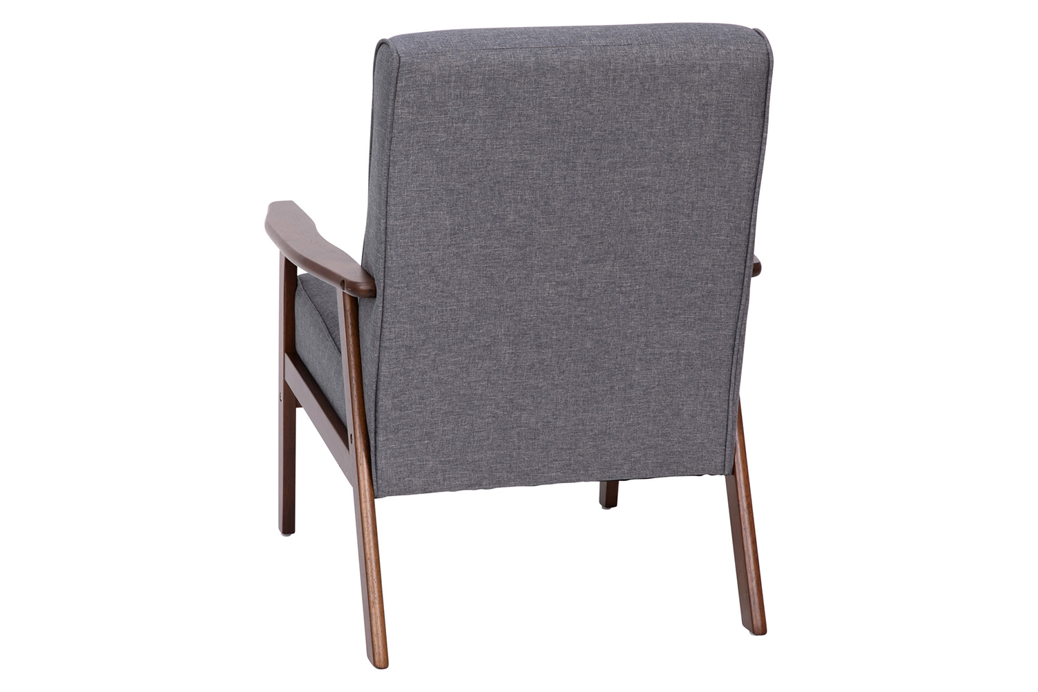 BLNK - Langston Commercial Faux Linen Upholstered Mid Century Modern Arm Chair with Walnut Finished Wooden Frame and Arms