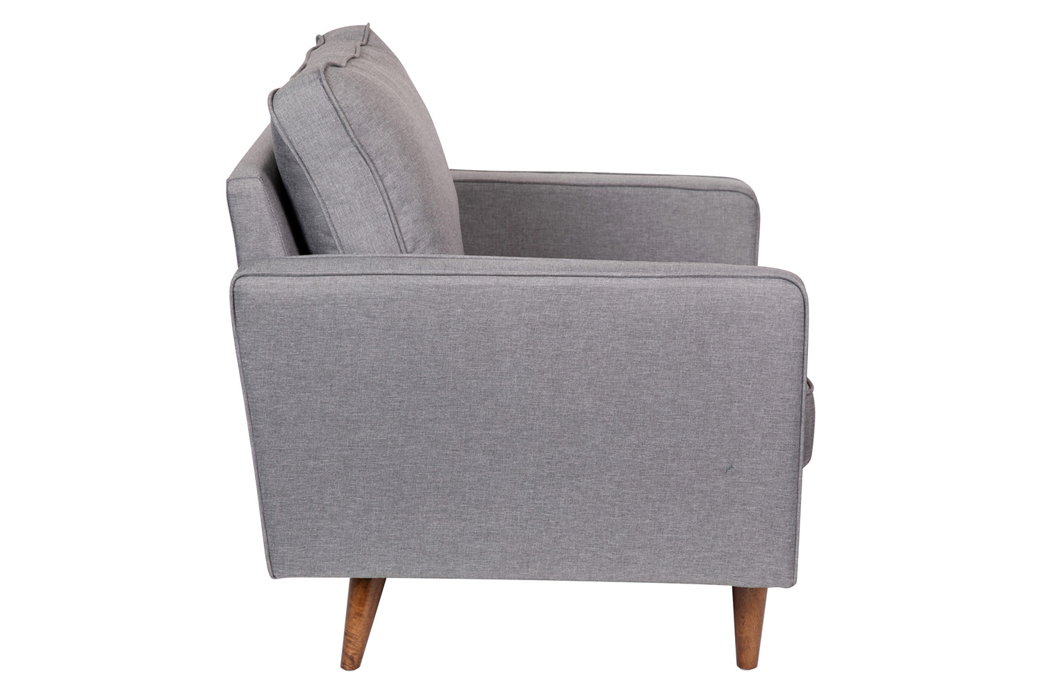 BLNK Hudson Commercial Mid-Century Modern Arm Chair with Tufted Faux Linen Upholstery and Solid Wood Legs - Slate Gray