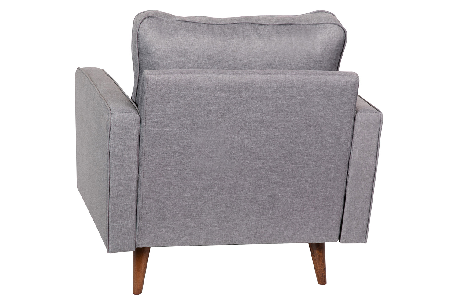 BLNK Hudson Commercial Mid-Century Modern Arm Chair with Tufted Faux Linen Upholstery and Solid Wood Legs - Slate Gray