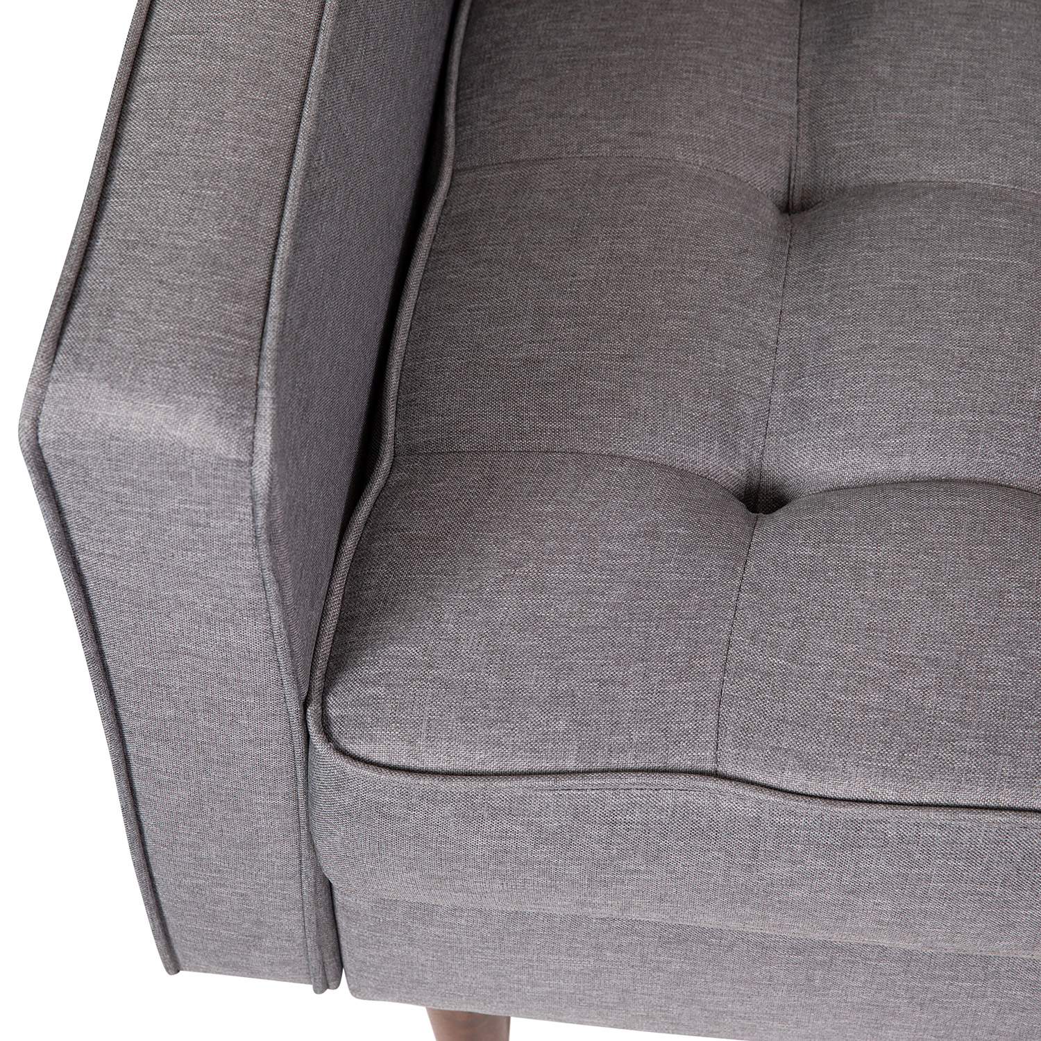 BLNK Hudson Commercial Mid-Century Modern Arm Chair with Tufted Faux Linen Upholstery and Solid Wood Legs - Slate Gray