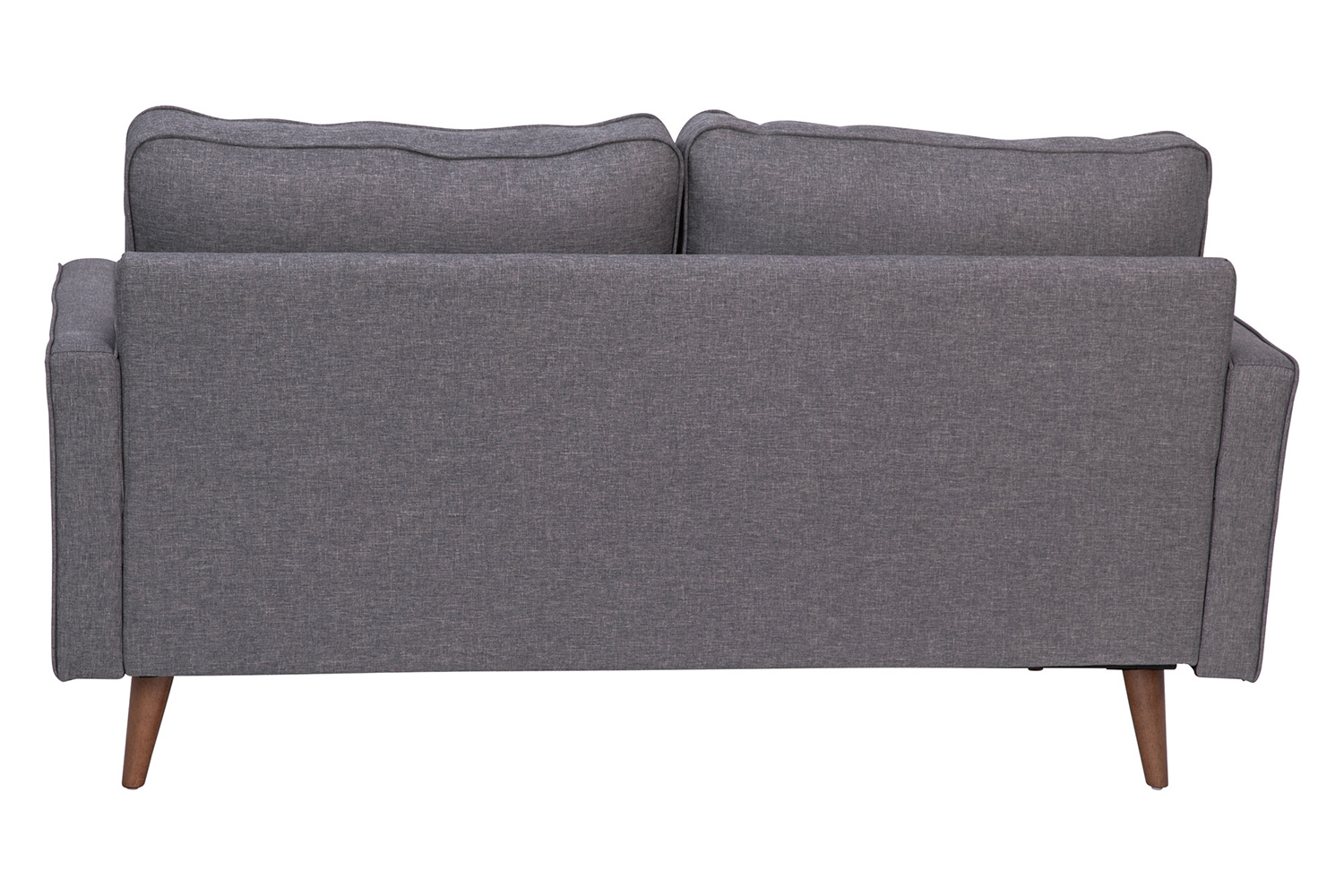 BLNK Hudson Mid-Century Modern Loveseat Sofa with Tufted Faux Linen Upholstery and Solid Wood Legs - Slate Gray