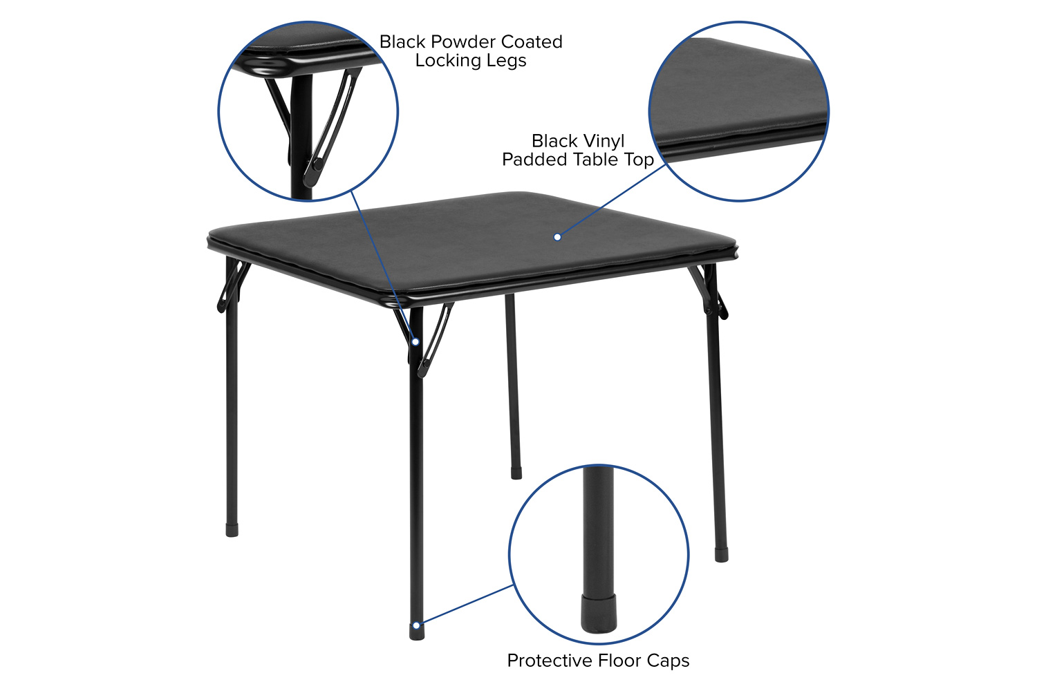 BLNK Mindy Kids Folding Table and Chair Set 3 Piece - Black