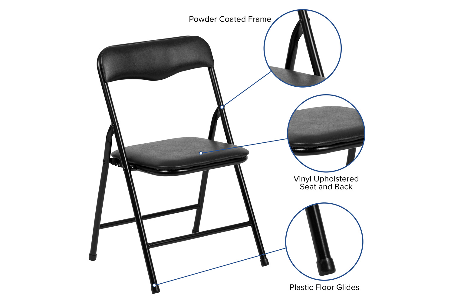 BLNK Mindy Kids Folding Table and Chair Set 3 Piece - Black