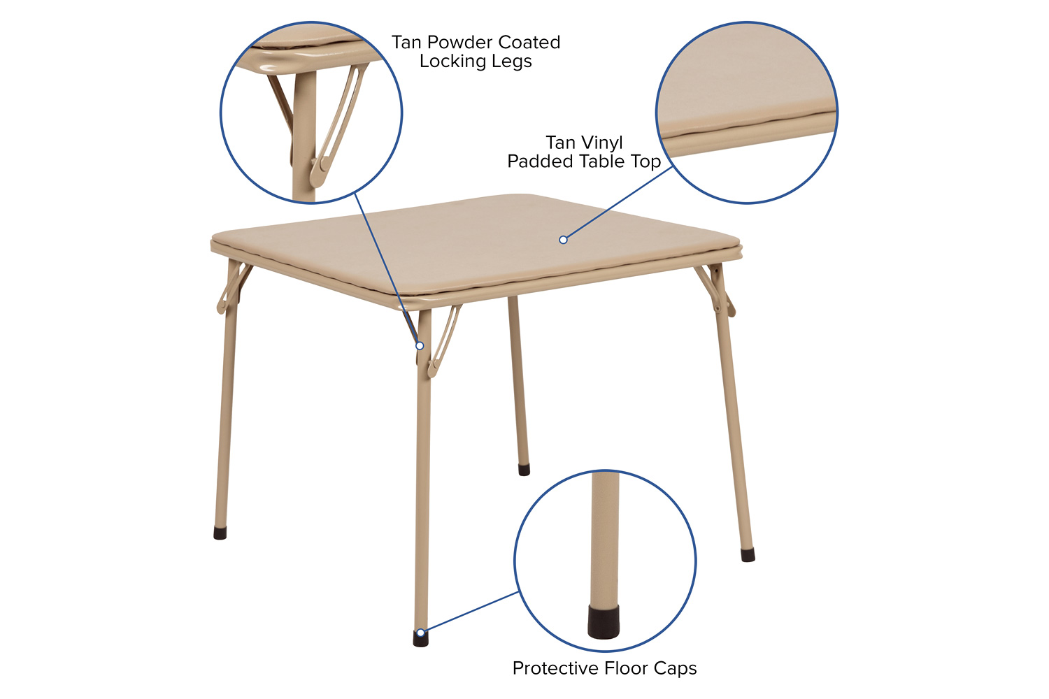 BLNK Mindy Kids Folding Table and Chair Set 3 Piece - Tan