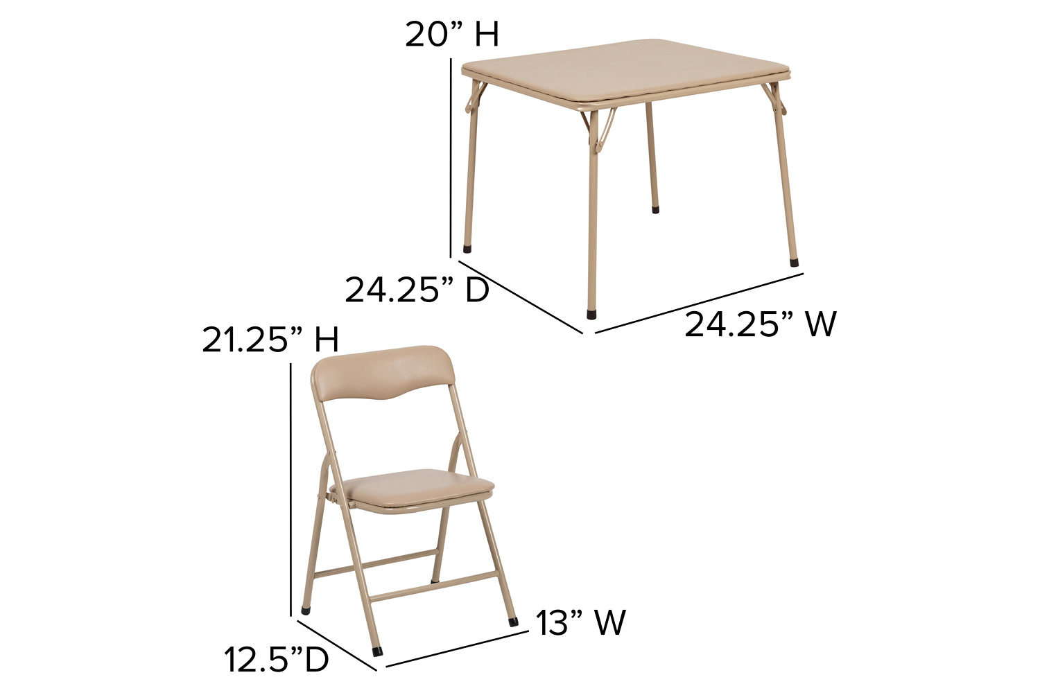 BLNK Mindy Kids Folding Table and Chair Set 3 Piece - Tan