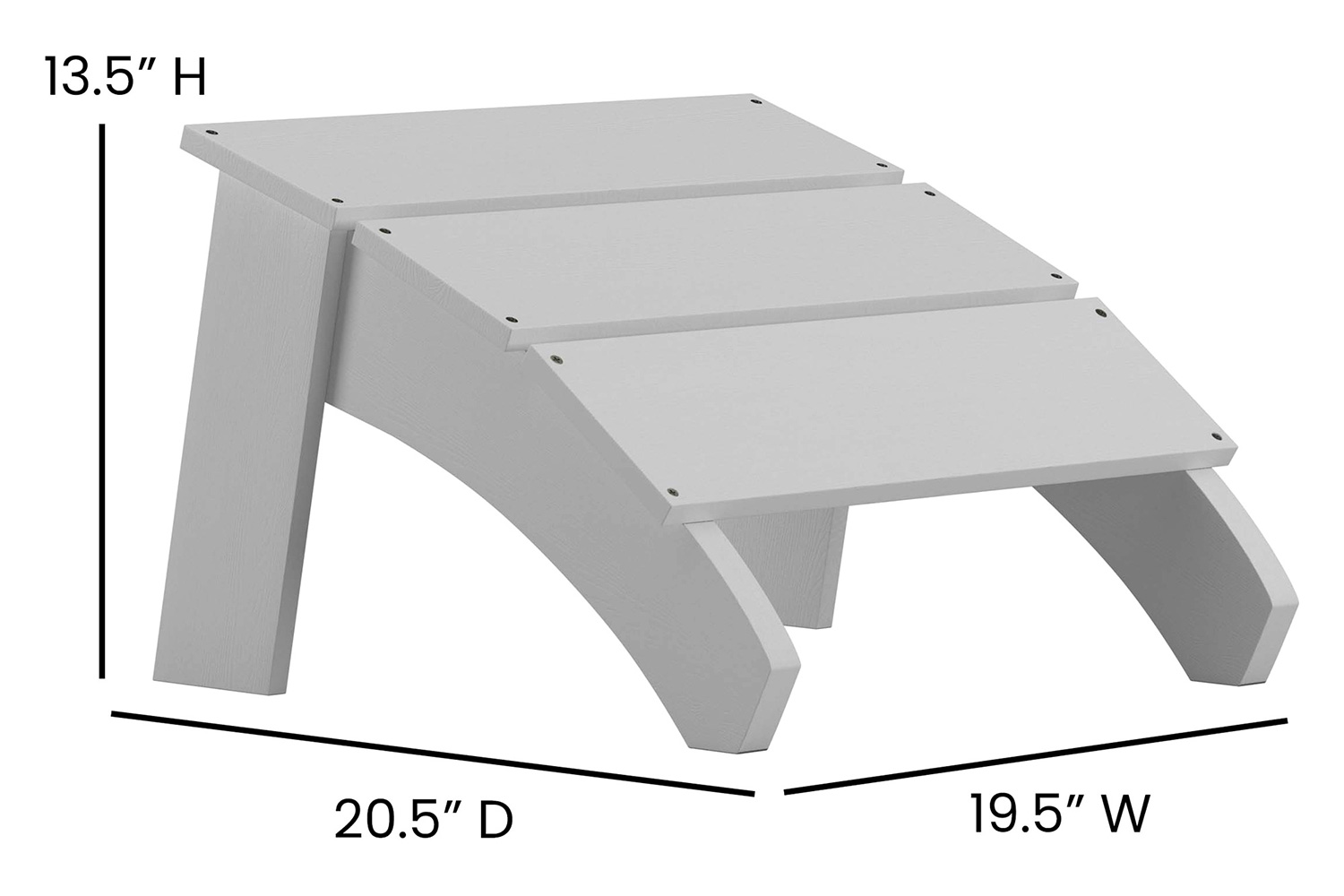 BLNK Sawyer Commercial All-Weather Poly Resin Wood Adirondack Ottoman Foot Rest - White