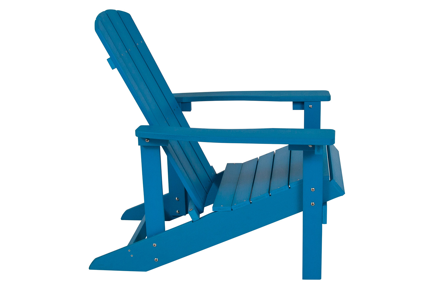 BLNK Charlestown Commercial Poly Resin Wood Adirondack Chair Set with Star and Moon Firepit with Mesh Cover 5 Piece - Blue