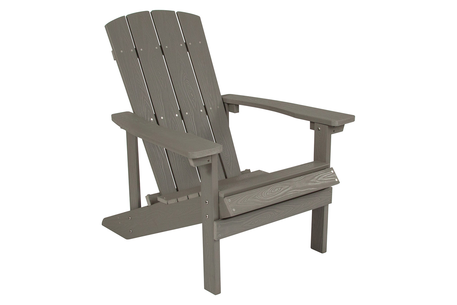 BLNK Charlestown Commercial Poly Resin Wood Adirondack Chair Set with Star and Moon Firepit with Mesh Cover 5 Piece - Gray