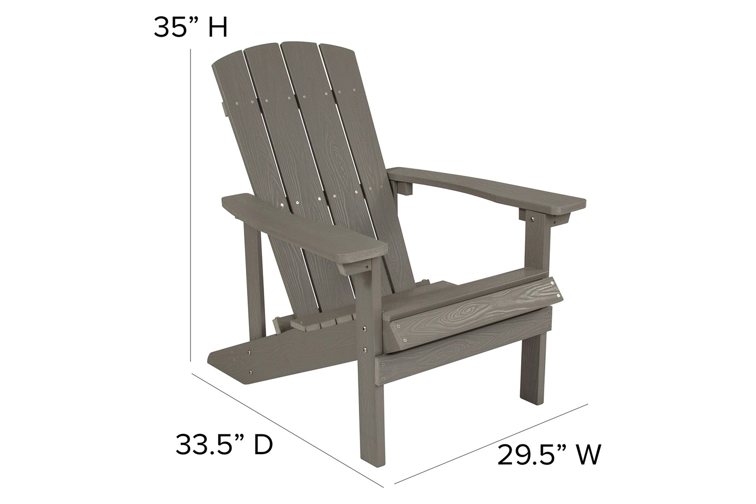 BLNK Charlestown Commercial Poly Resin Wood Adirondack Chair Set with Star and Moon Firepit with Mesh Cover 5 Piece - Gray