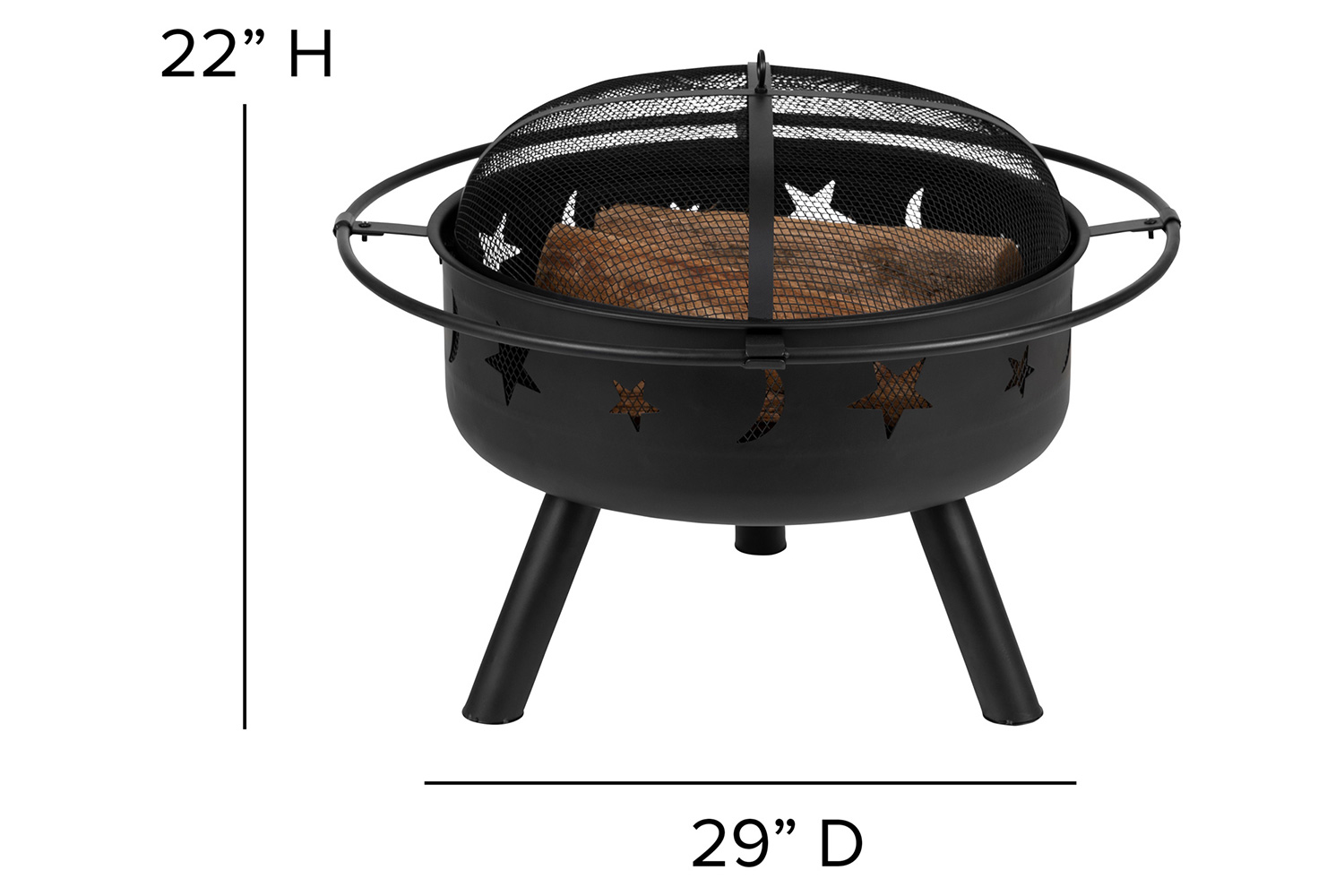 BLNK Charlestown Commercial Poly Resin Wood Adirondack Chair Set with Star and Moon Firepit with Mesh Cover 5 Piece - Gray