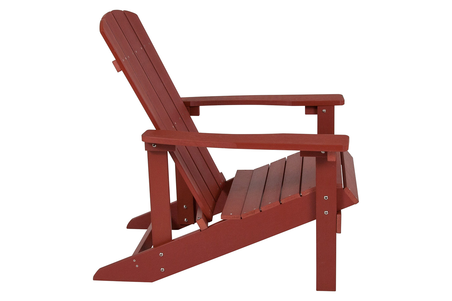 BLNK Charlestown Commercial Poly Resin Wood Adirondack Chair Set with Star and Moon Firepit with Mesh Cover 5 Piece - Red