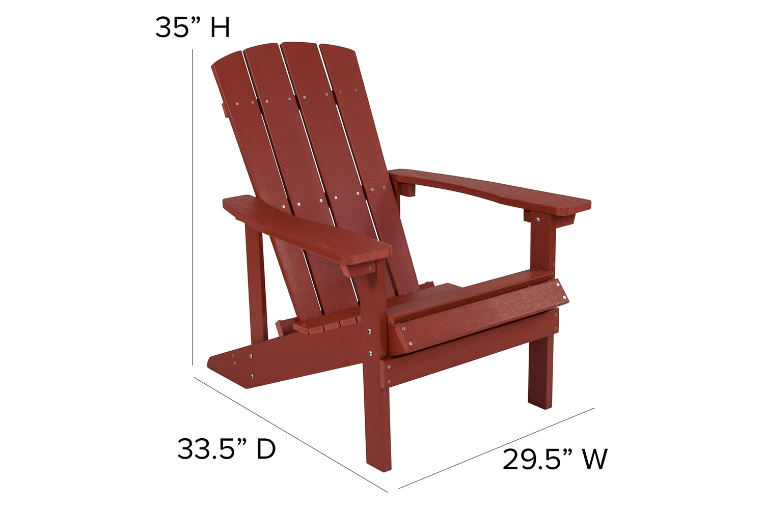 BLNK Charlestown Commercial Poly Resin Wood Adirondack Chair Set with Star and Moon Firepit with Mesh Cover 5 Piece - Red