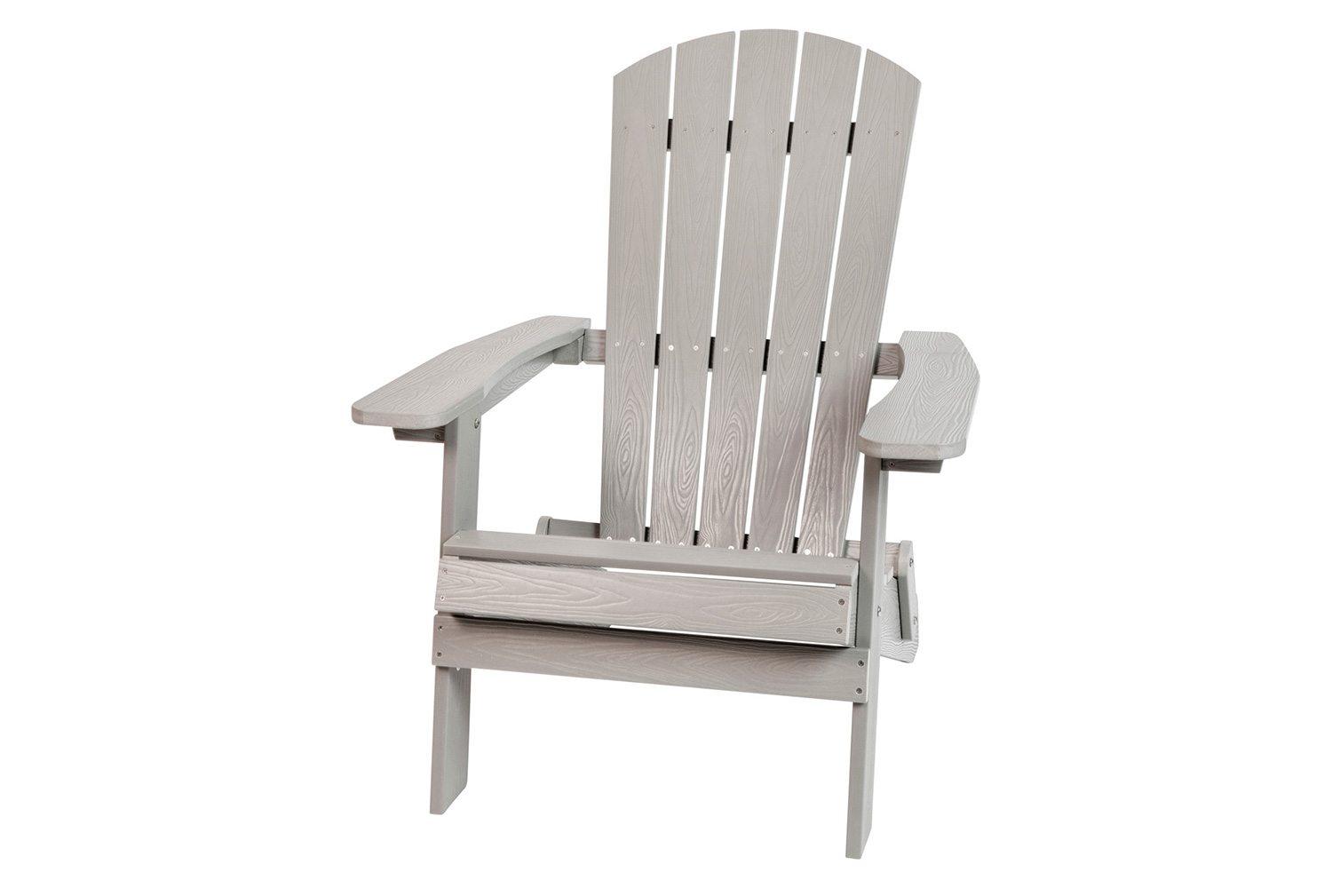 BLNK Charlestown Commercial All-Weather Poly Resin Wood Folding Adirondack Chair - Gray