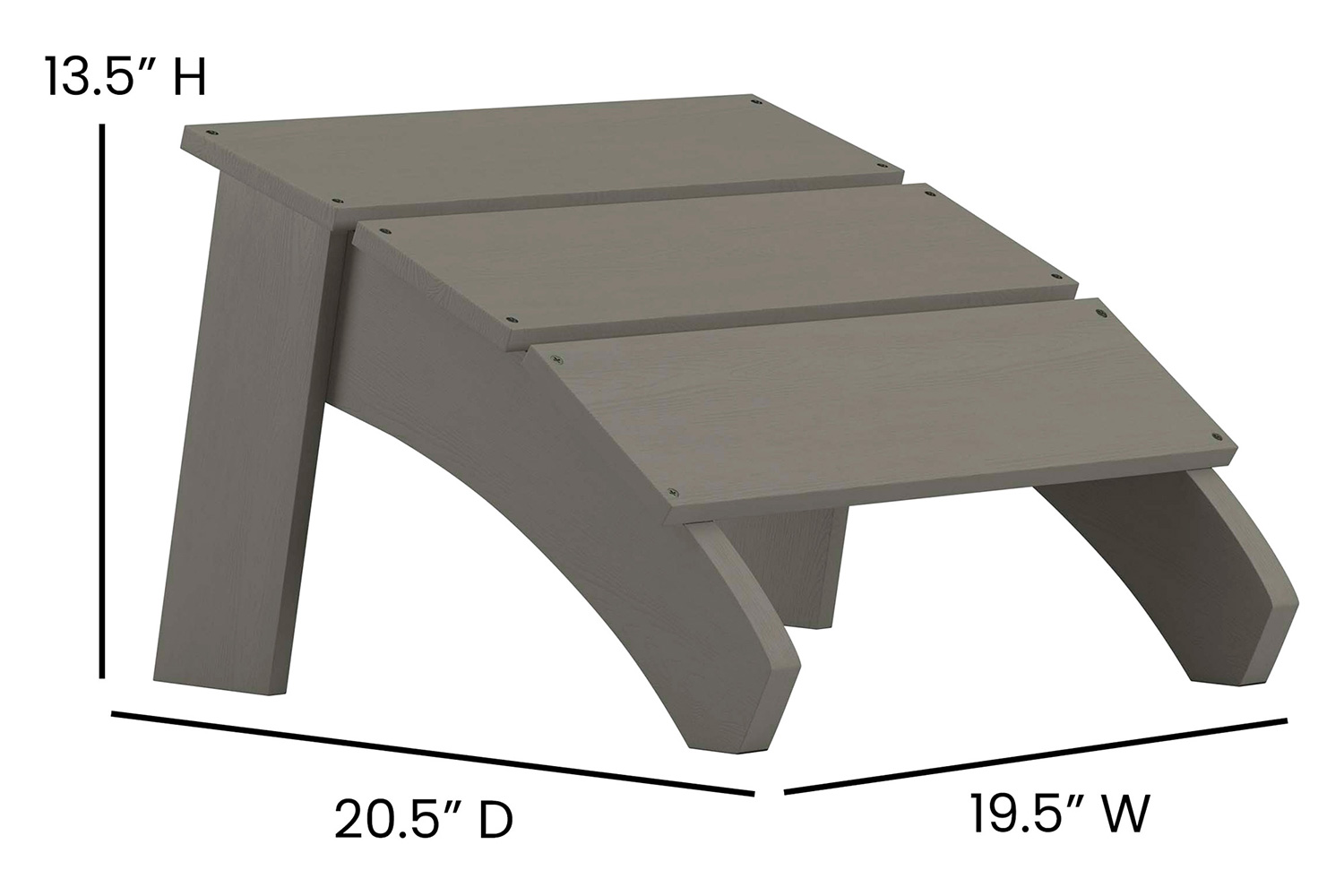 BLNK Sawyer Commercial All-Weather Poly Resin Wood Adirondack Chair with Foot Rest - Gray