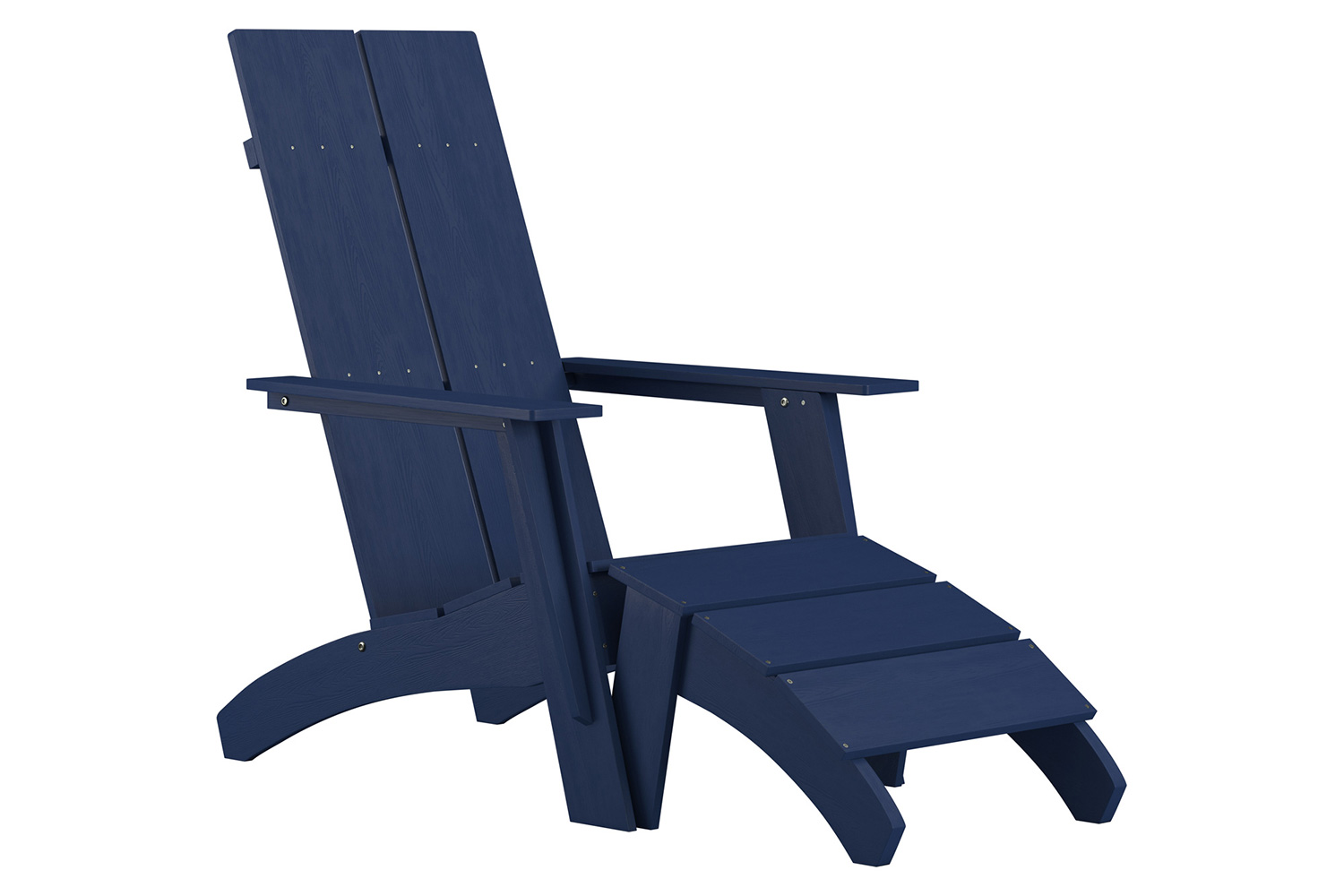 BLNK Sawyer Commercial All-Weather Poly Resin Wood Adirondack Chair with Foot Rest - Navy