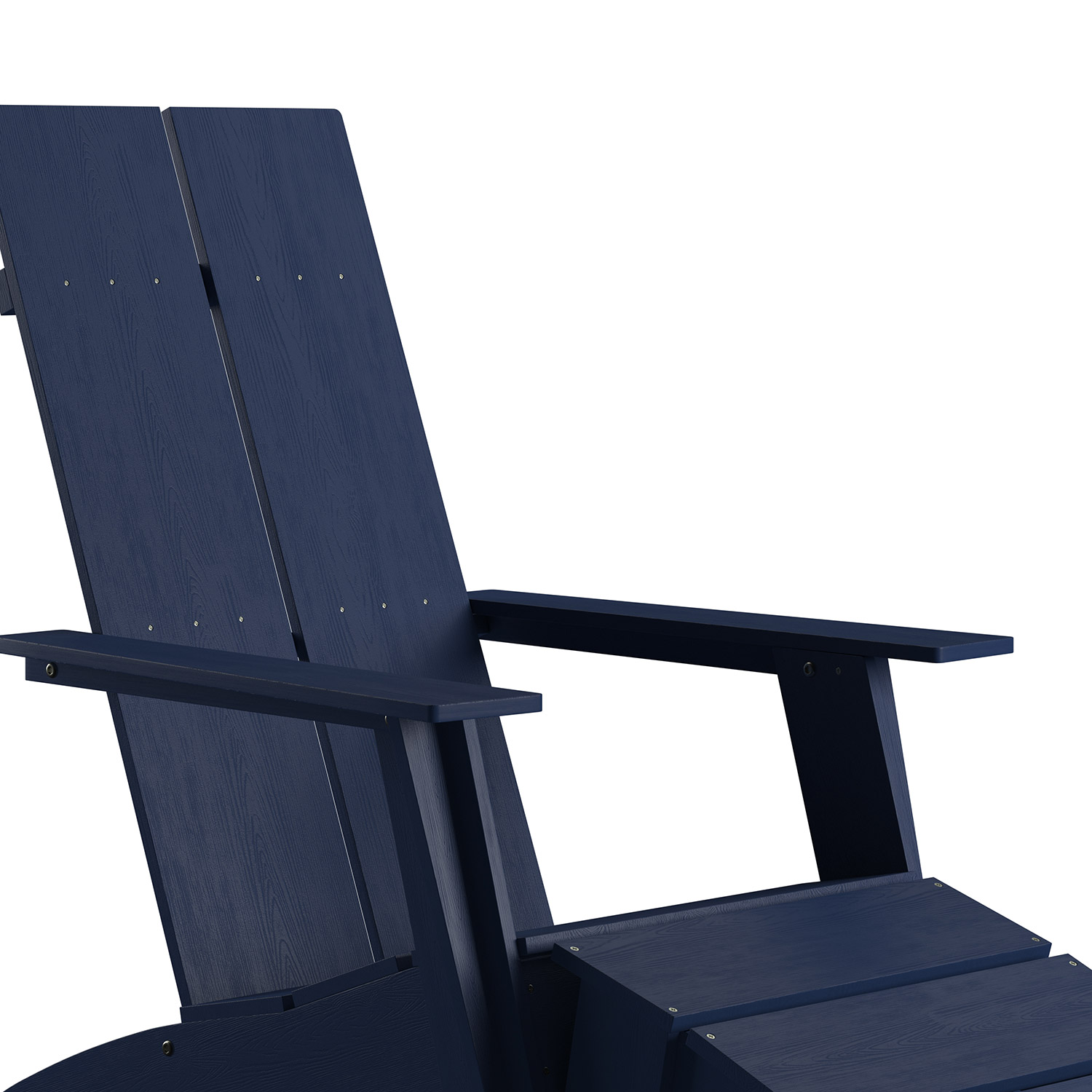 BLNK Sawyer Commercial All-Weather Poly Resin Wood Adirondack Chair with Foot Rest - Navy