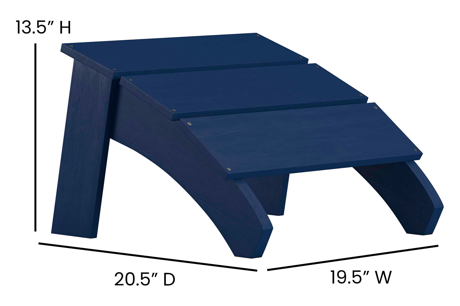 BLNK Sawyer Commercial All-Weather Poly Resin Wood Adirondack Chair with Foot Rest - Navy