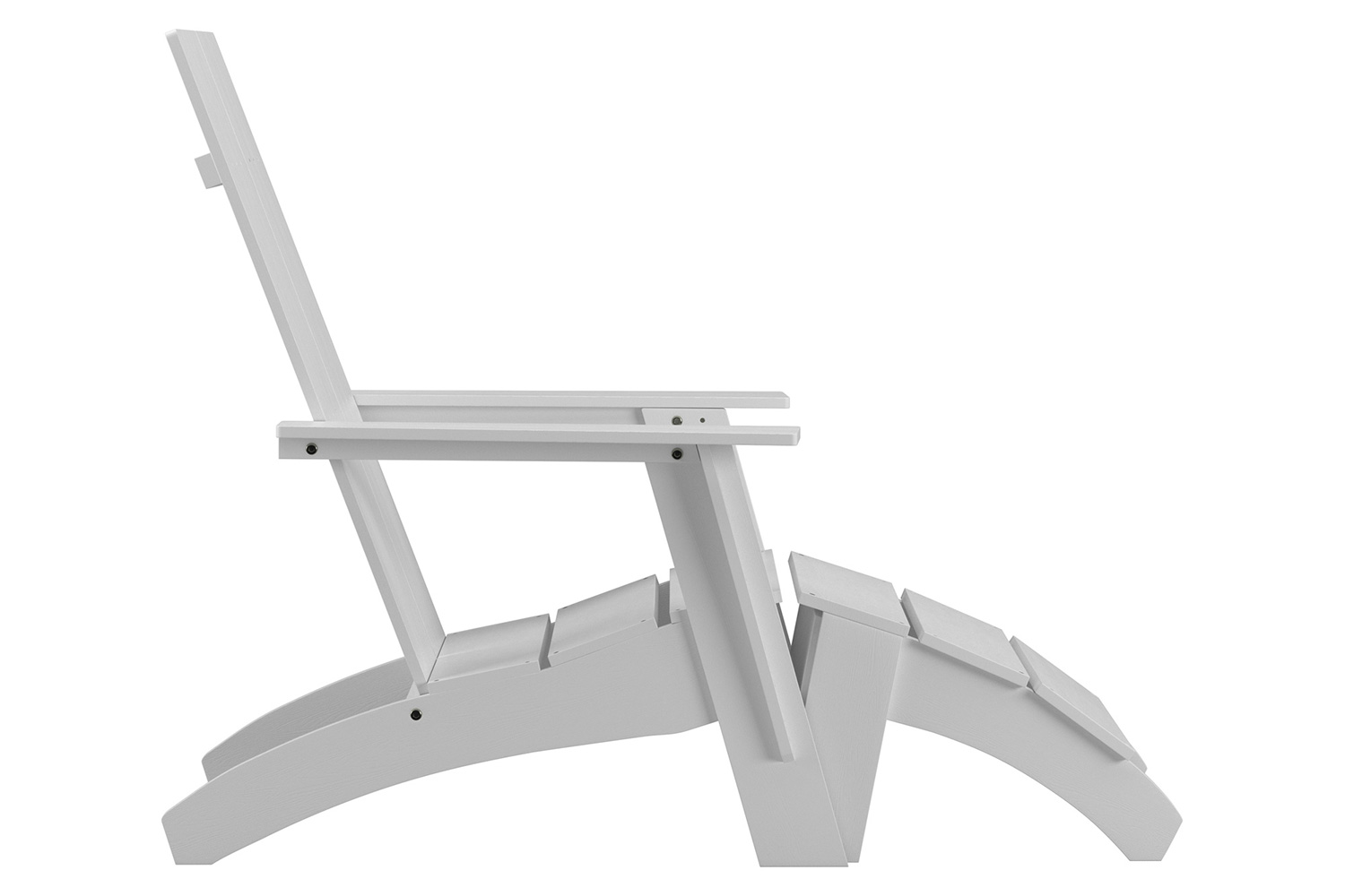 BLNK Sawyer Commercial All-Weather Poly Resin Wood Adirondack Chair with Foot Rest - White