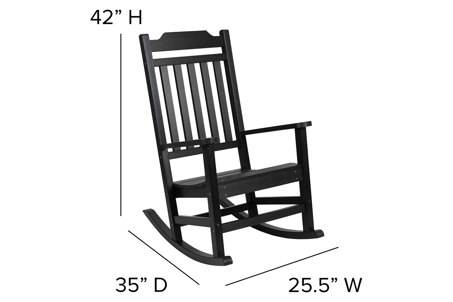 BLNK Winston Poly Resin All-Weather Rocking Chair - Black