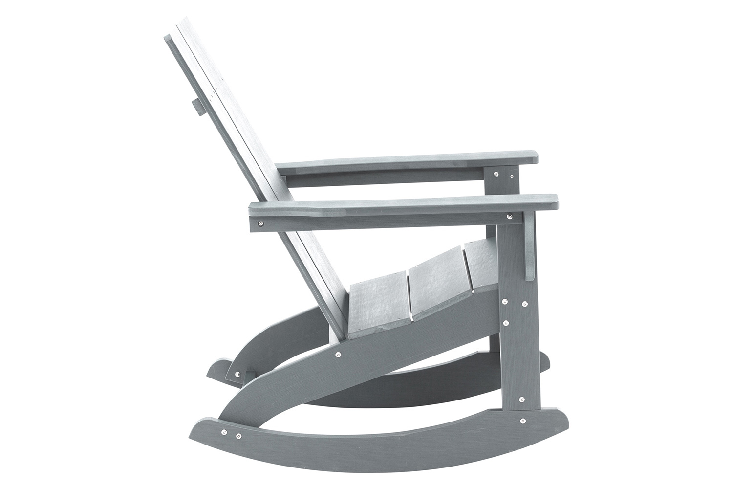 BLNK Finn Commercial All-Weather Poly Resin 2-Slat Rocking Adirondack Chair with Rust Resistant Stainless Steel Hardware - Gray