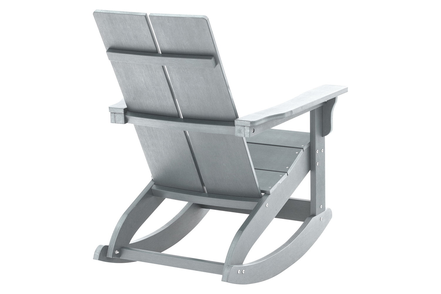 BLNK Finn Commercial All-Weather Poly Resin 2-Slat Rocking Adirondack Chair with Rust Resistant Stainless Steel Hardware - Gray