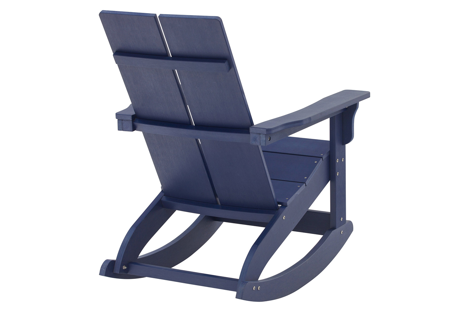BLNK Finn Commercial All-Weather Poly Resin 2-Slat Rocking Adirondack Chair with Rust Resistant Stainless Steel Hardware Set of 2 - Navy