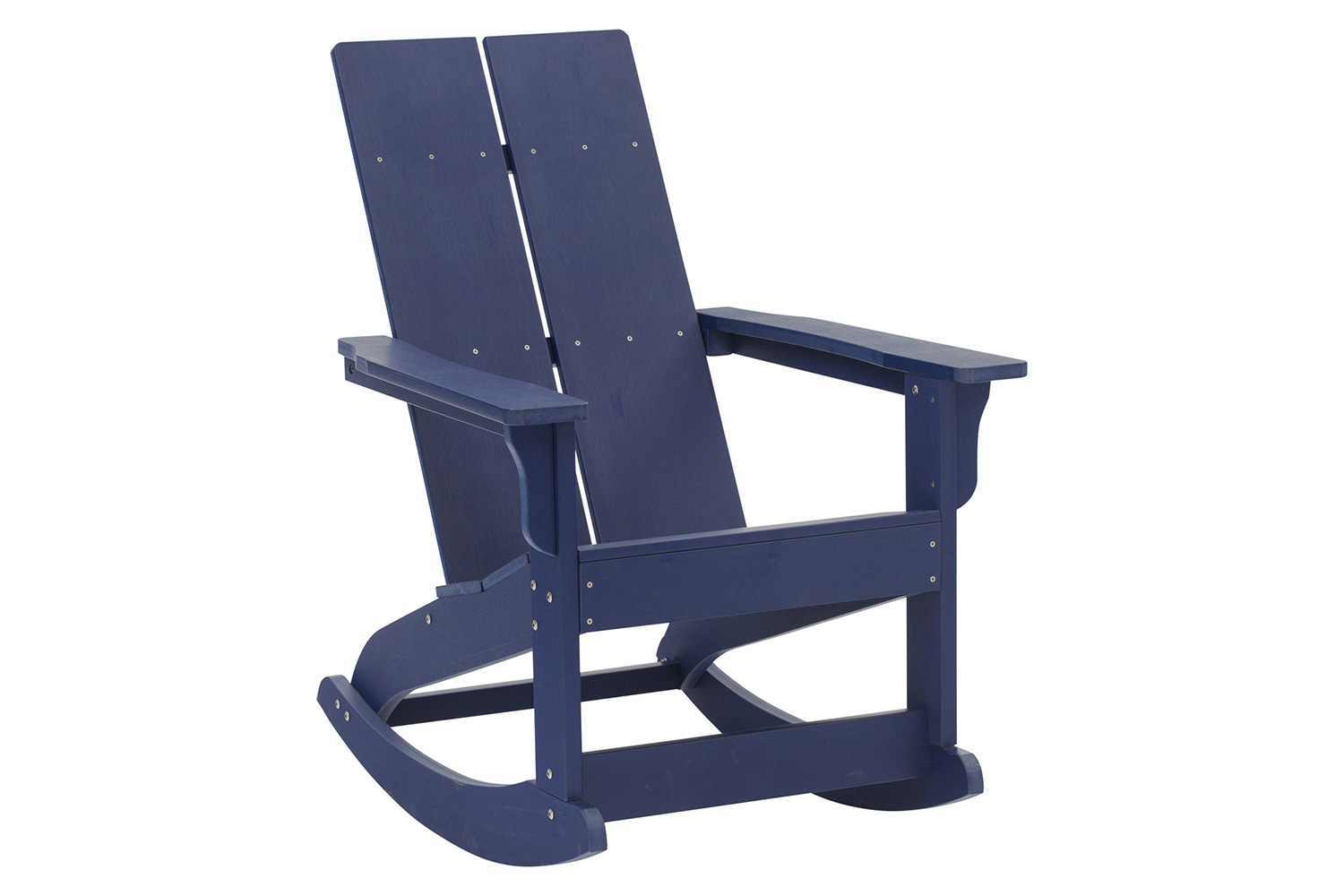BLNK Finn Commercial All-Weather Poly Resin 2-Slat Rocking Adirondack Chair with Rust Resistant Stainless Steel Hardware - Navy