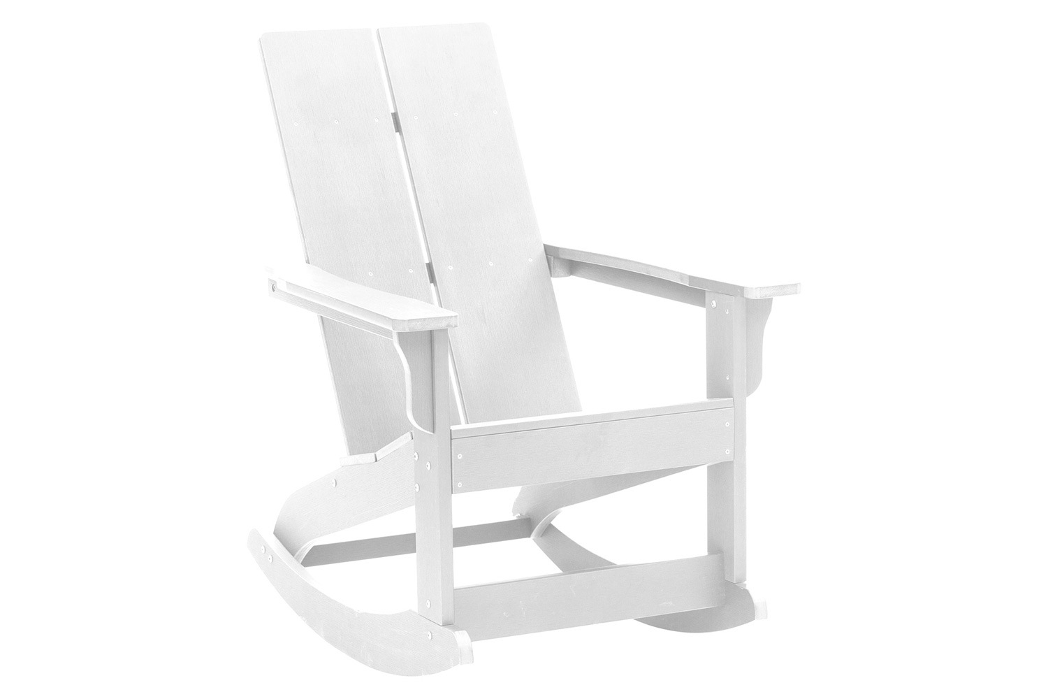 BLNK Finn Commercial All-Weather Poly Resin 2-Slat Rocking Adirondack Chair with Rust Resistant Stainless Steel Hardware - White