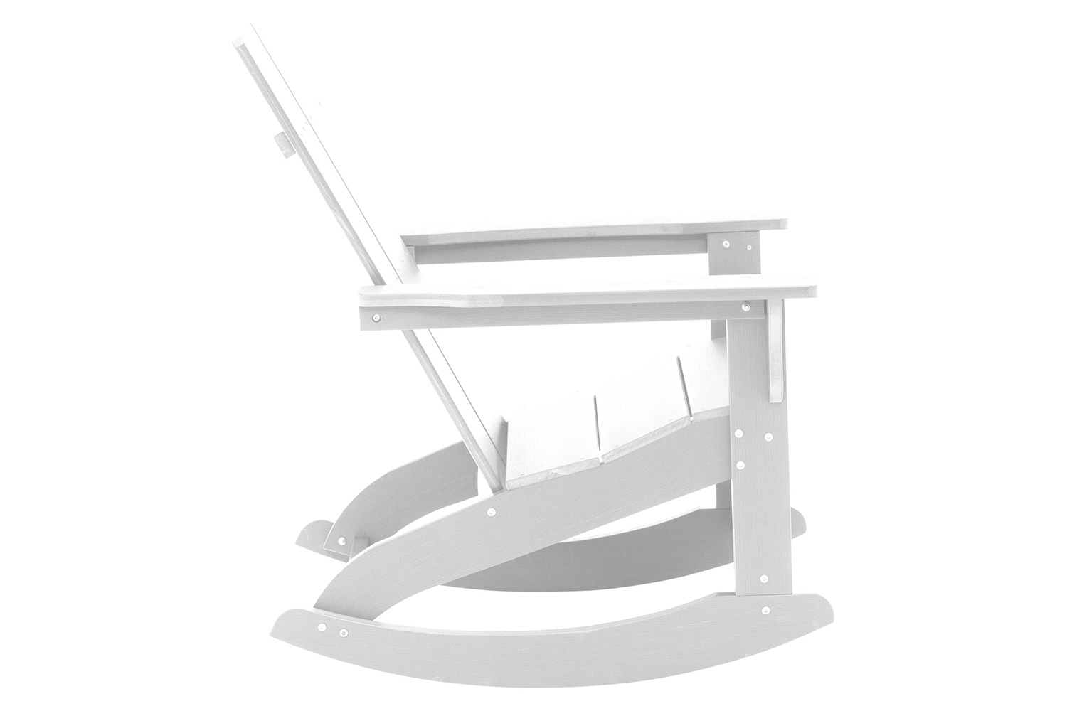BLNK Finn Commercial All-Weather Poly Resin 2-Slat Rocking Adirondack Chair with Rust Resistant Stainless Steel Hardware - White