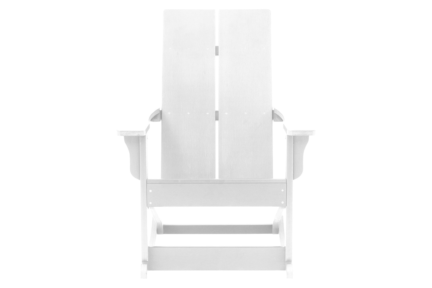 BLNK Finn Commercial All-Weather Poly Resin 2-Slat Rocking Adirondack Chair with Rust Resistant Stainless Steel Hardware - White