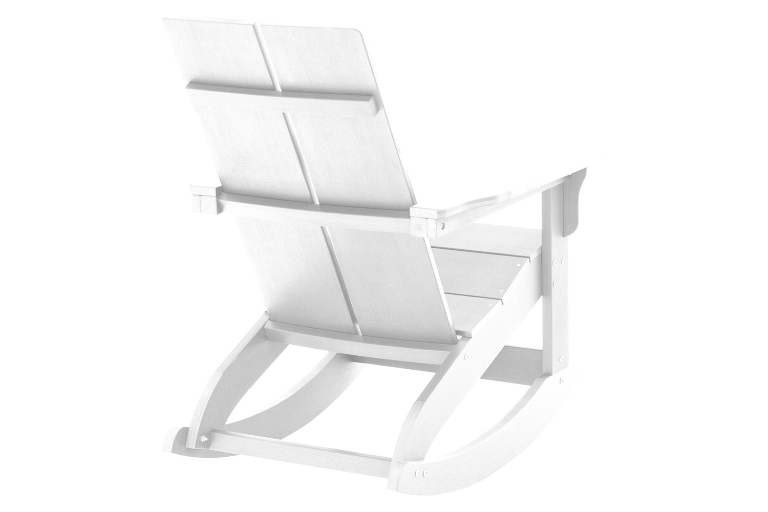 BLNK Finn Commercial All-Weather Poly Resin 2-Slat Rocking Adirondack Chair with Rust Resistant Stainless Steel Hardware - White