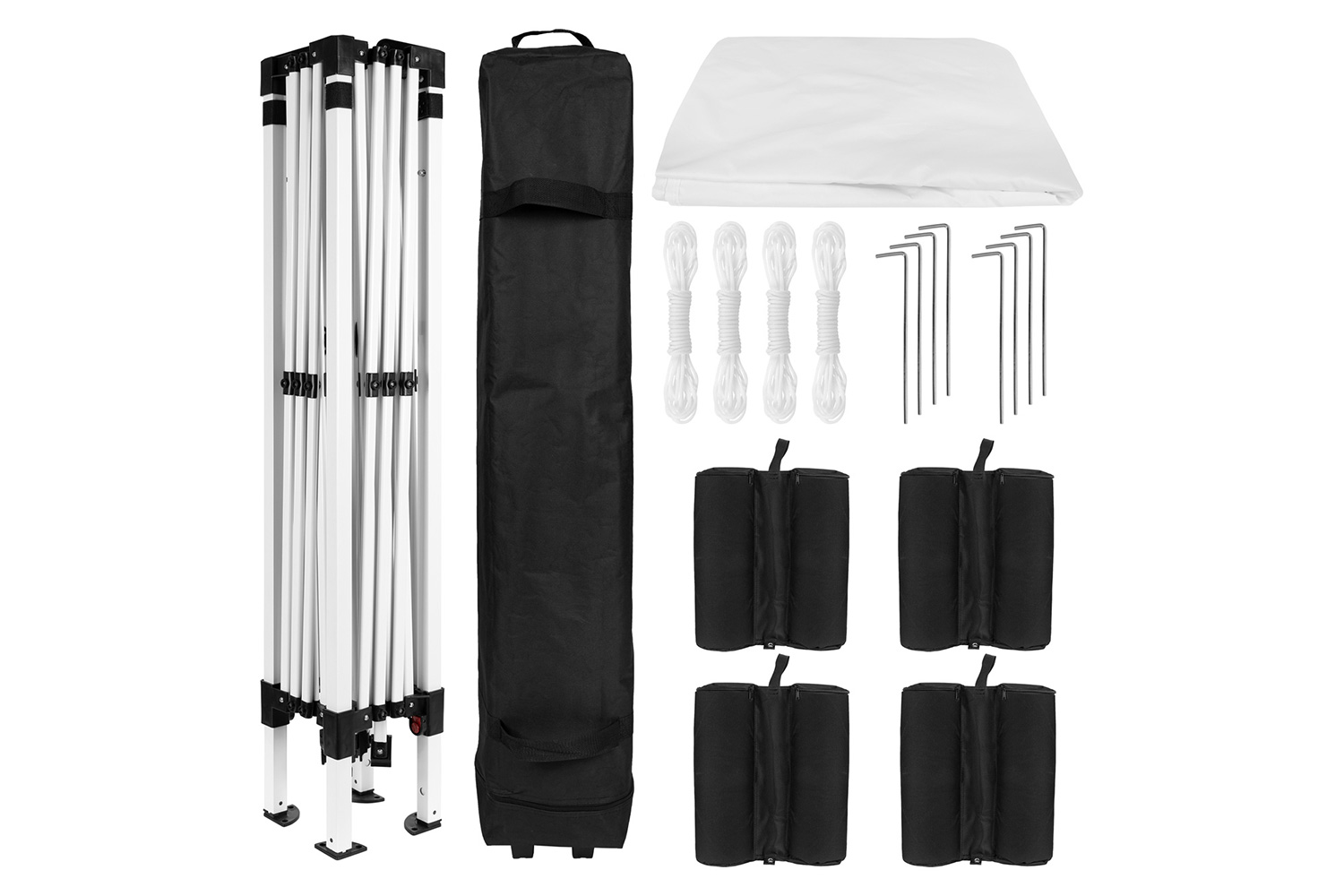 BLNK Harris Pop Up Event Straight Leg Canopy Tent with Sandbags and Wheeled Case - White