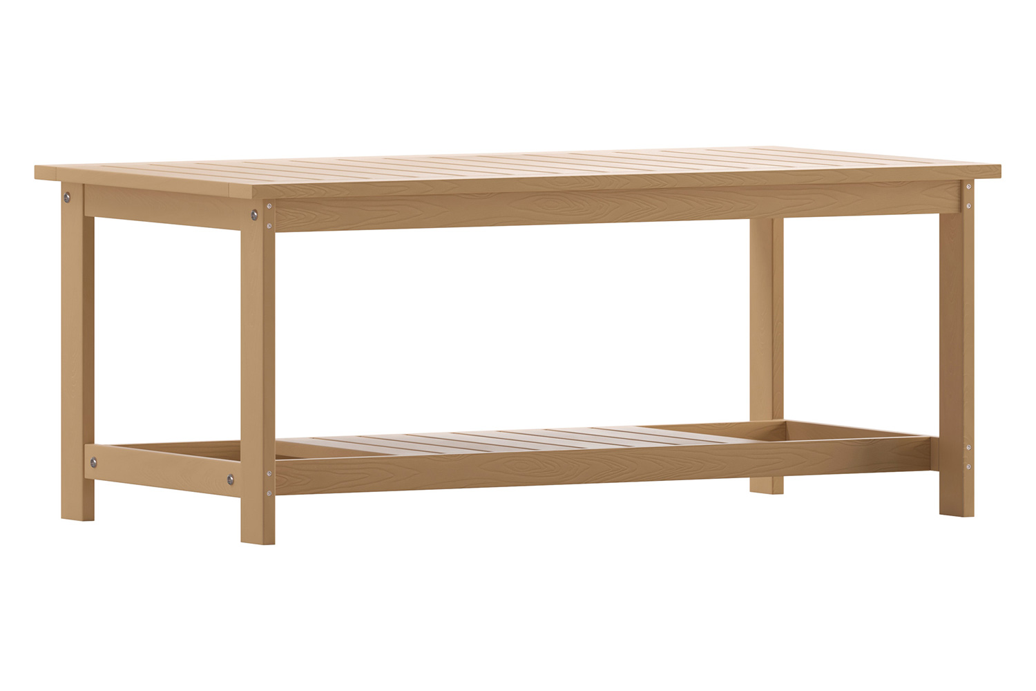 BLNK Charlestown Commercial All-Weather Poly Resin Wood Two Tiered Adirondack Slatted Coffee Conversation Table - Cedar