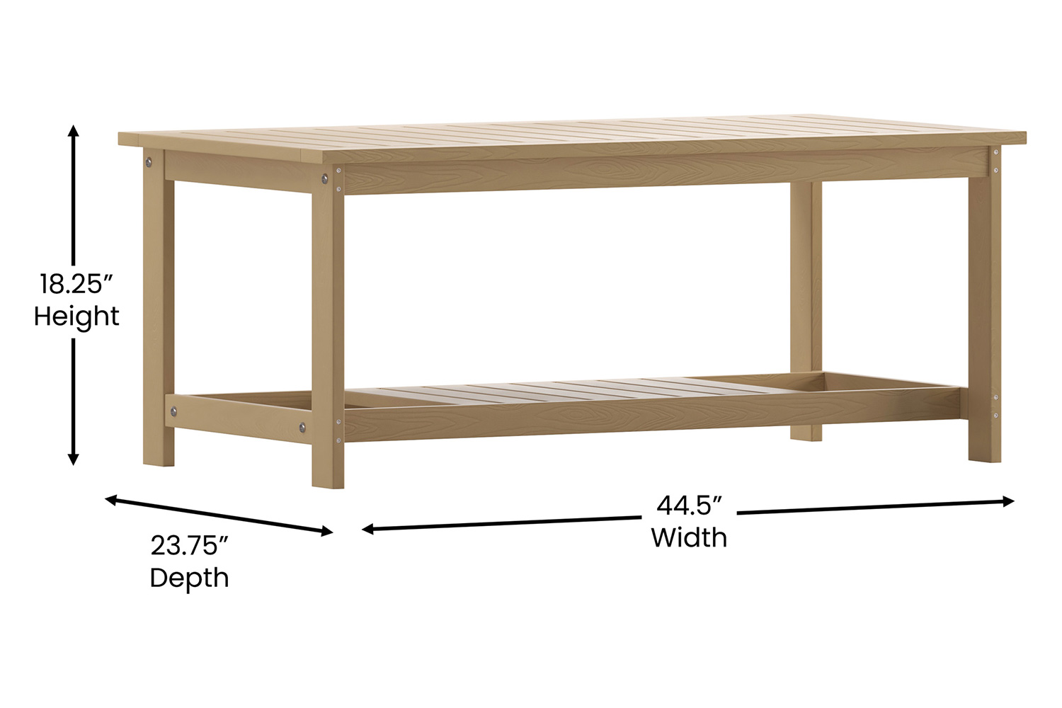 BLNK Charlestown Commercial All-Weather Poly Resin Wood Two Tiered Adirondack Slatted Coffee Conversation Table - Cedar