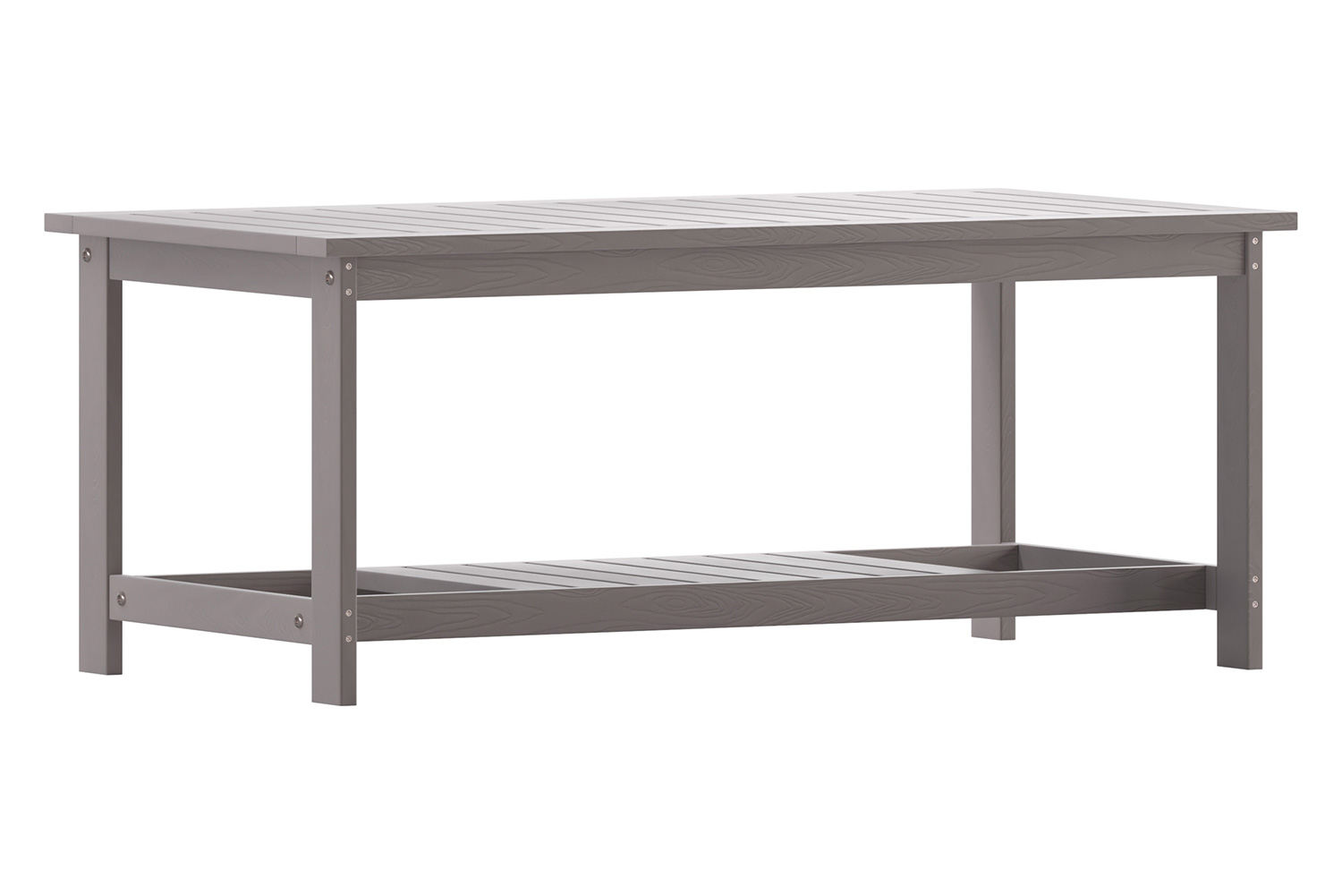 BLNK Charlestown Commercial All-Weather Poly Resin Wood Two Tiered Adirondack Slatted Coffee Conversation Table - Gray
