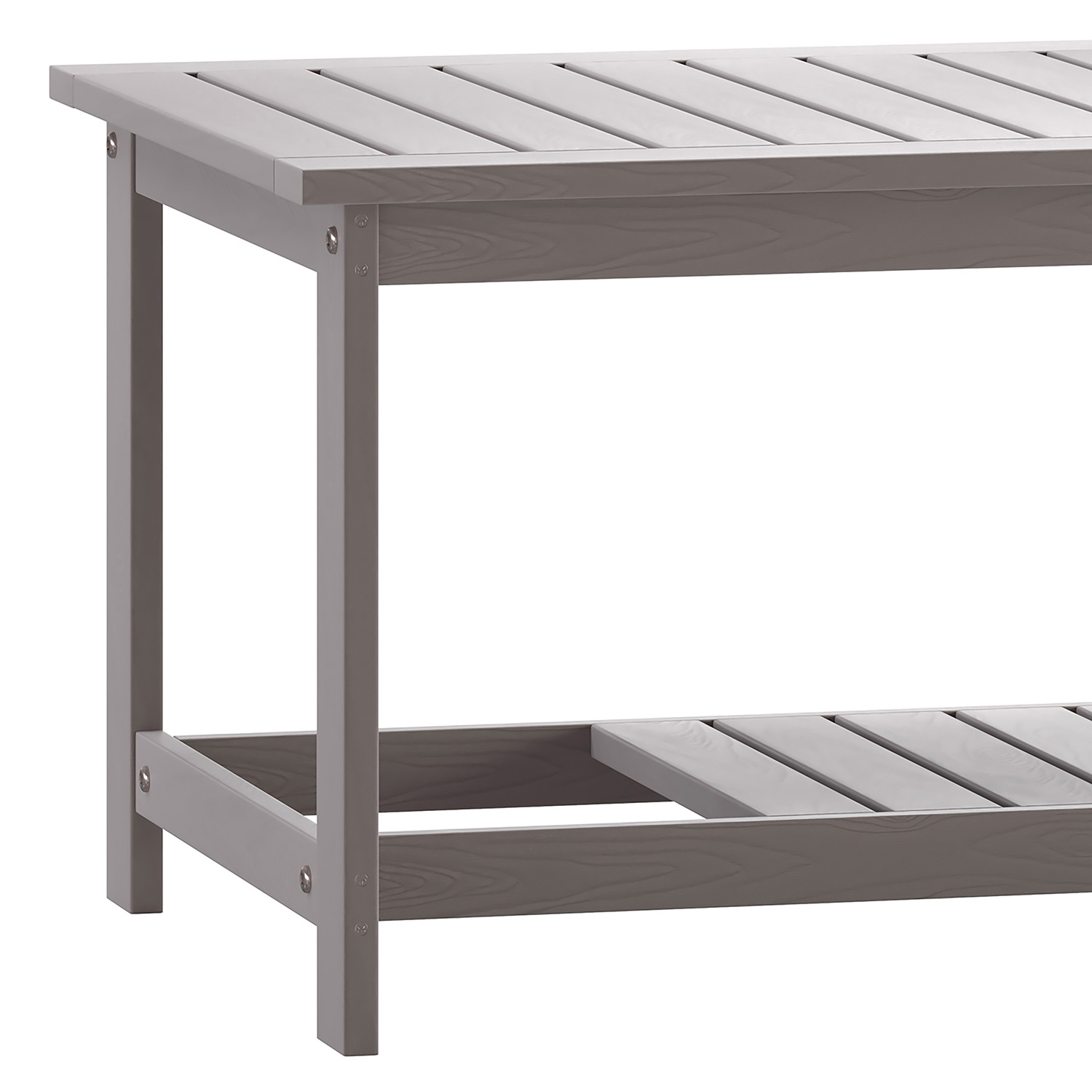 BLNK Charlestown Commercial All-Weather Poly Resin Wood Two Tiered Adirondack Slatted Coffee Conversation Table - Gray