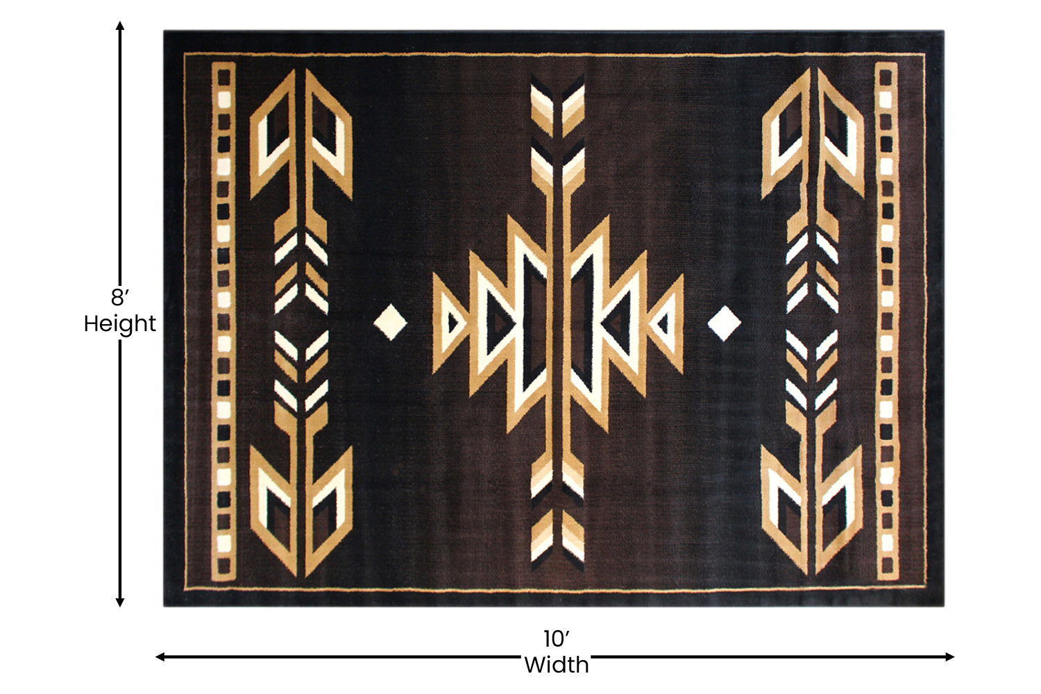 BLNK Amado Collection Southwestern Style Olefin Accent Area Rug with Jute Backing - Brown, 8'W x 10'L