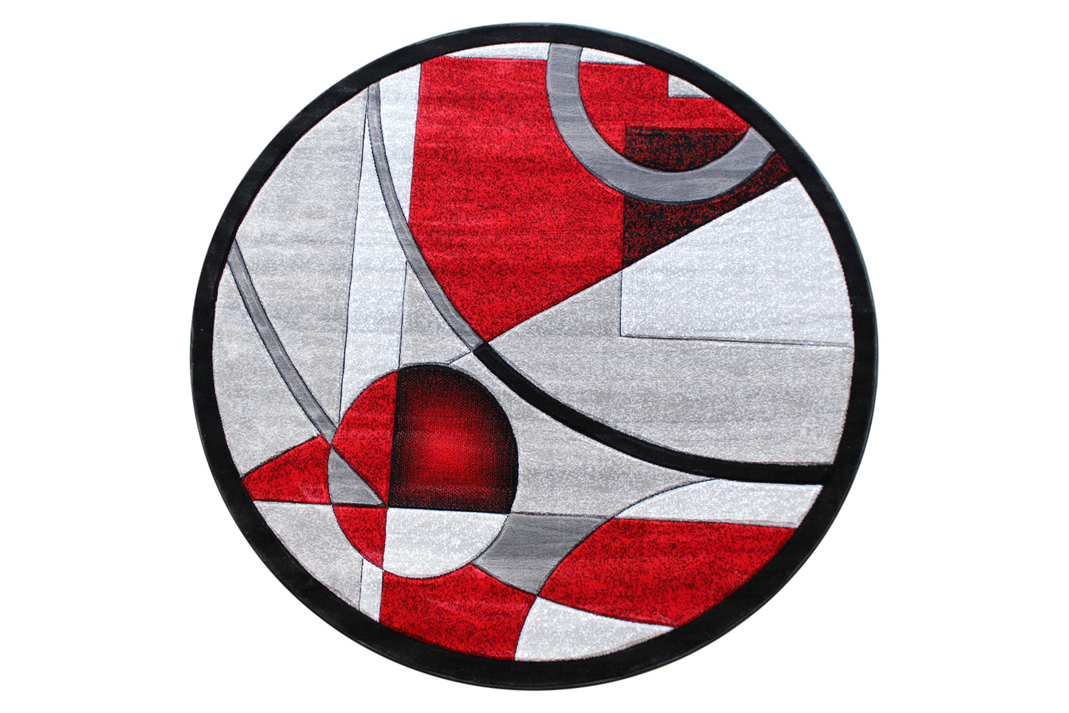 BLNK - Elias Collection Geometric Abstract Round Olefin Area Rug with Jute Backing