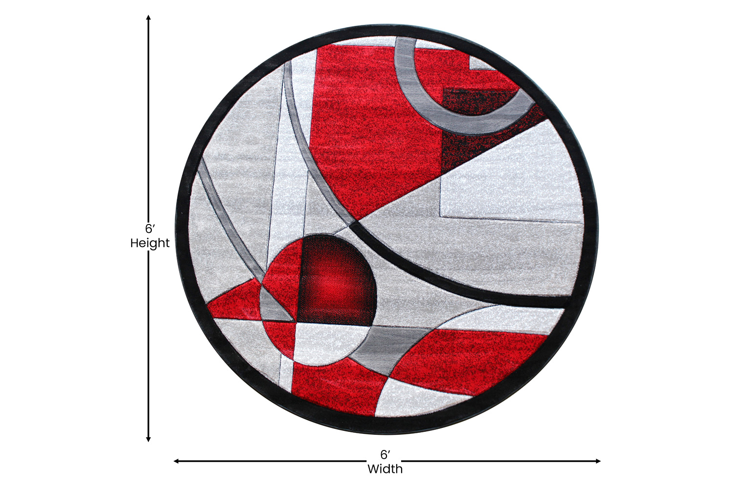 BLNK - Elias Collection Geometric Abstract Round Olefin Area Rug with Jute Backing
