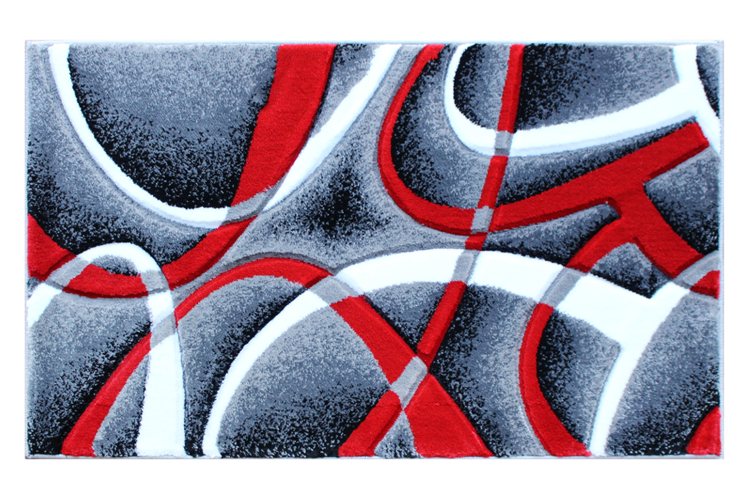 BLNK Atlan Collection Abstract Olefin Area Rug with Jute Backing - Red, 2'W x 3'L