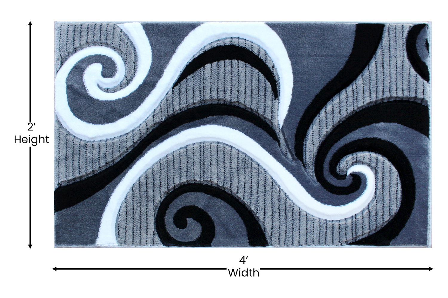 BLNK Athos Collection Abstract Olefin Area Rug with Jute Backing - Gray, 2'W x 3'L