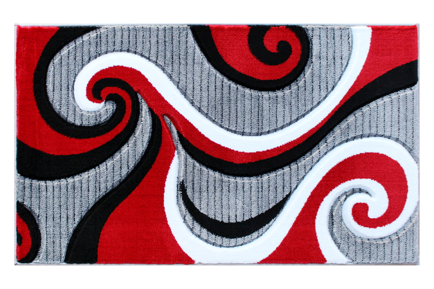 BLNK Athos Collection Abstract Olefin Area Rug with Jute Backing - Red, 2'W x 3'L